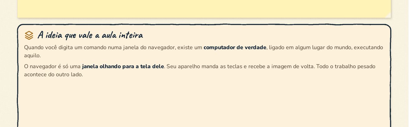 Recorte da Aula 13: A ideia que vale a aula inteira — O computador que roda o seu programa não precisa ser o que está na sua mão